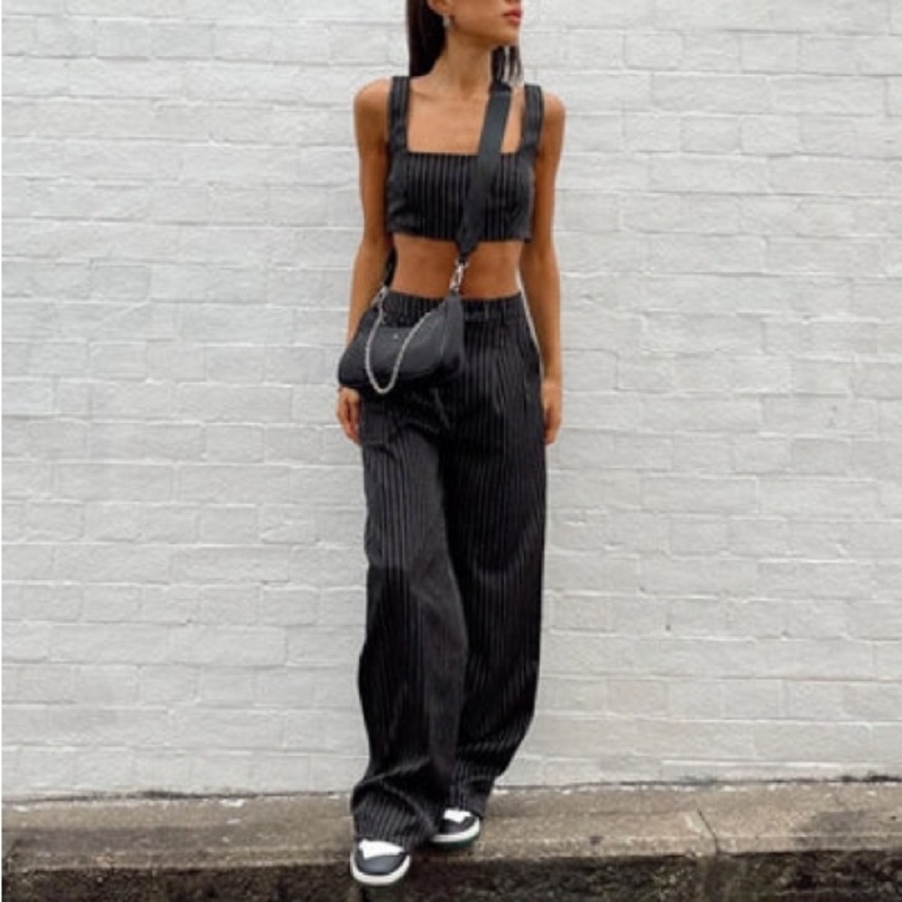 Princess Polly Huxley Black Pinstripe Set